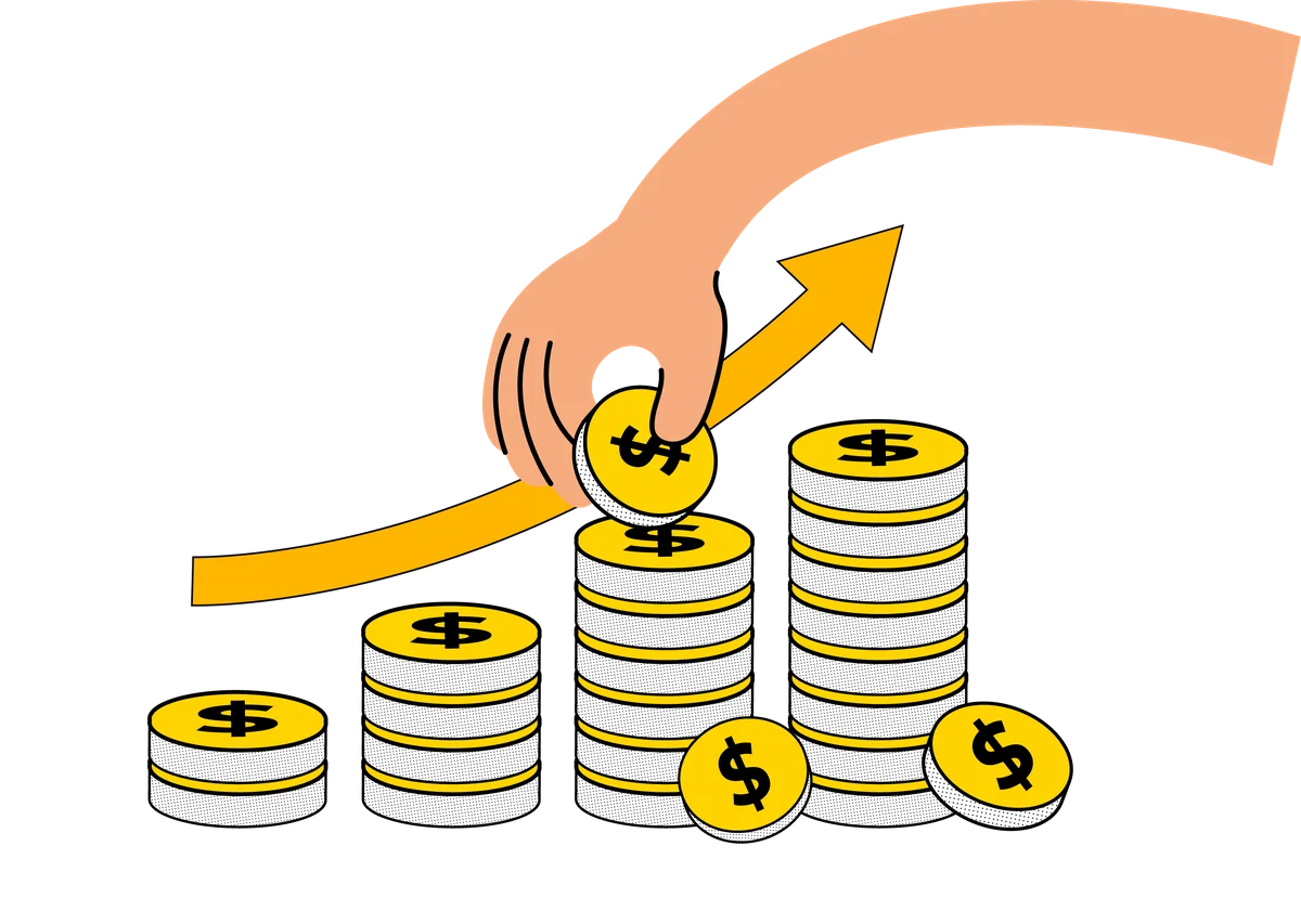 Ilustración de inversión con monedas